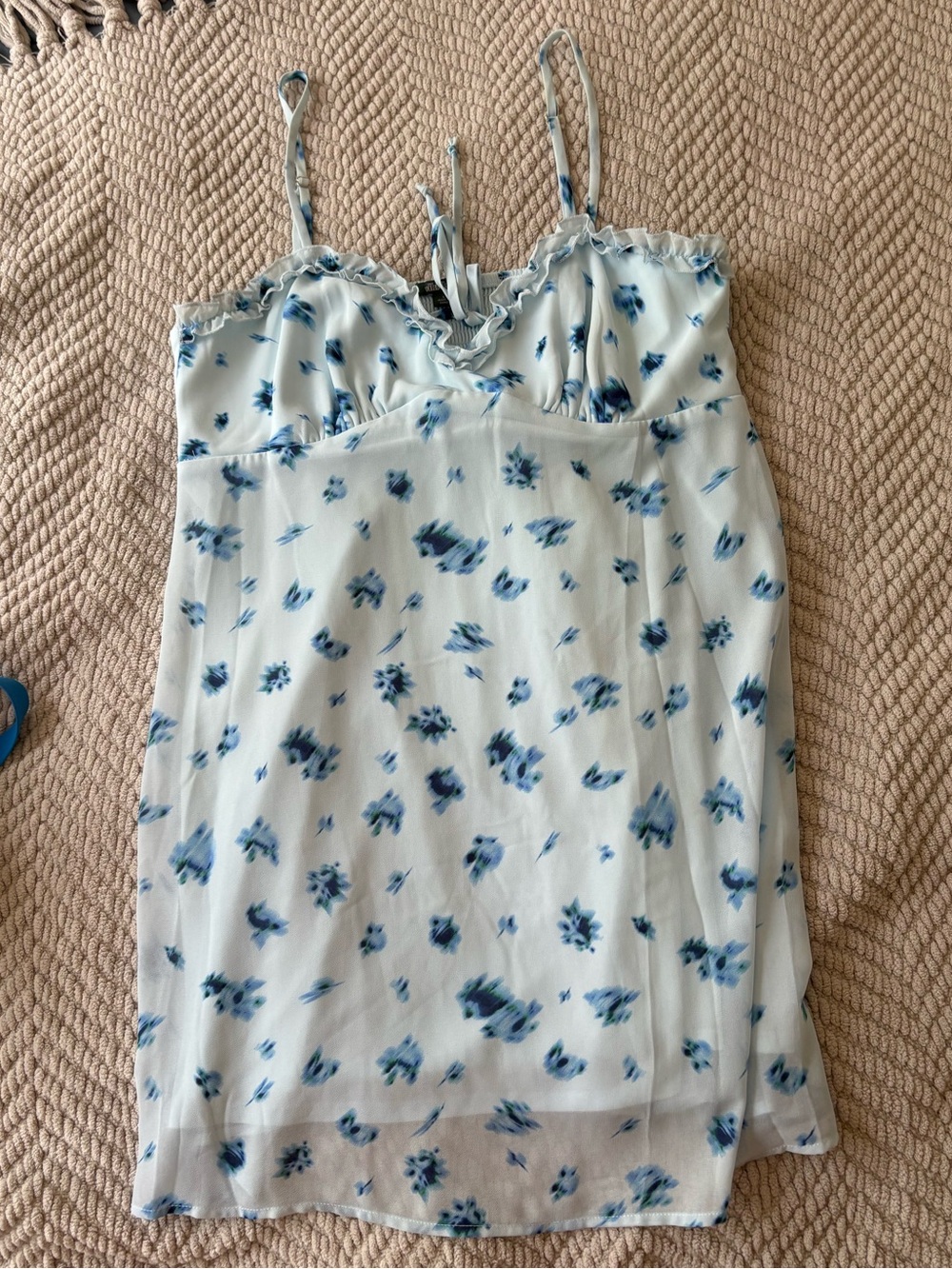 wild fable Light Blue Floral Ruffle Trim Cami